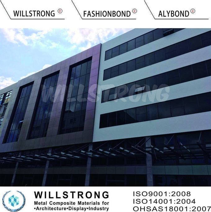 Aluminium-Außenhandelsgebäude-Wände der 3003 Reihen-Du Pont Polymer-klebendes silbernes Farbe5mm